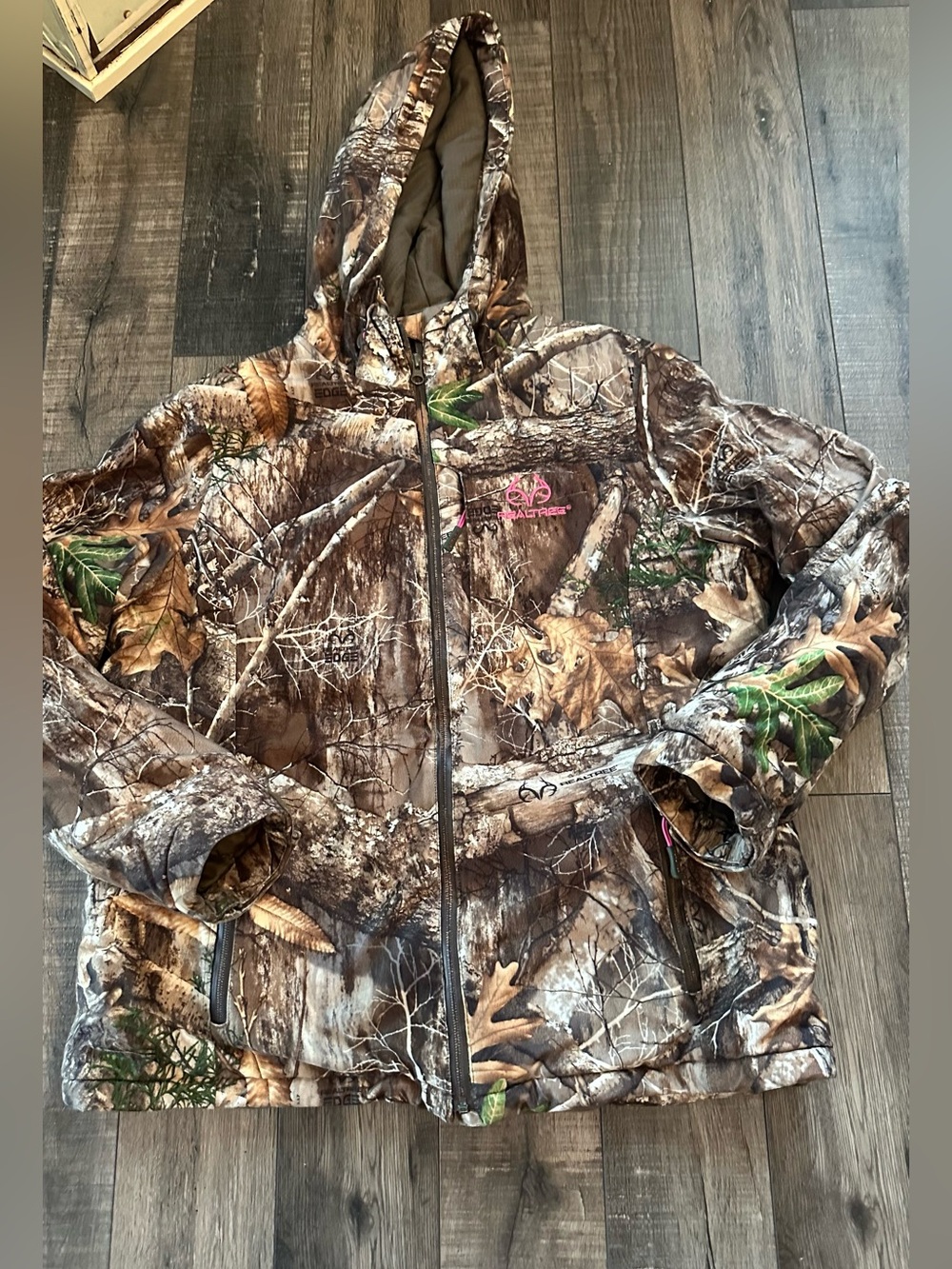 Realtree Womens Camouflage Hunting Full Zip Up Hooded Jacket Sz Large